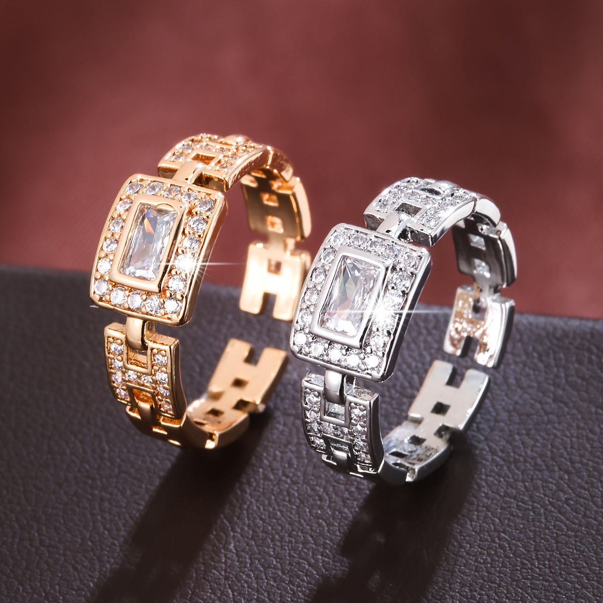 Wide Zirconia Ring for Women, Suitable for Index Finger